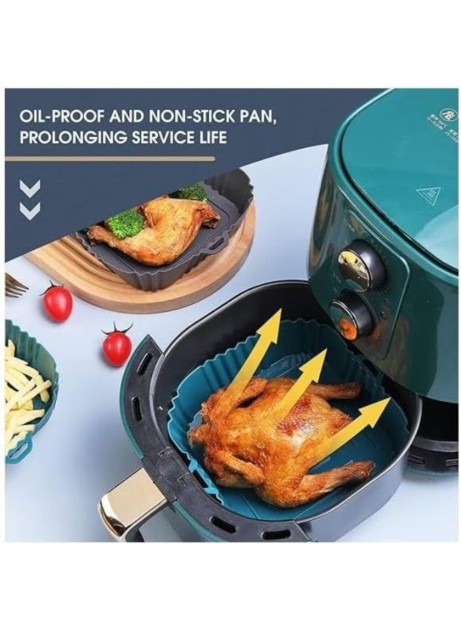 بطانات سيليكون مربعة الشكل مقاس 16 سم لقلاية الهواء - سلة قلاية هواء سيليكون قابلة لإعادة الاستخدام وغير لاصقة، بديل لورق الزبدة الصديق للبيئة، إكسسوارات مطبخ متعددة الألوان - Image 4